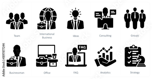 A set of 10 mix icons as team, international business, ideas