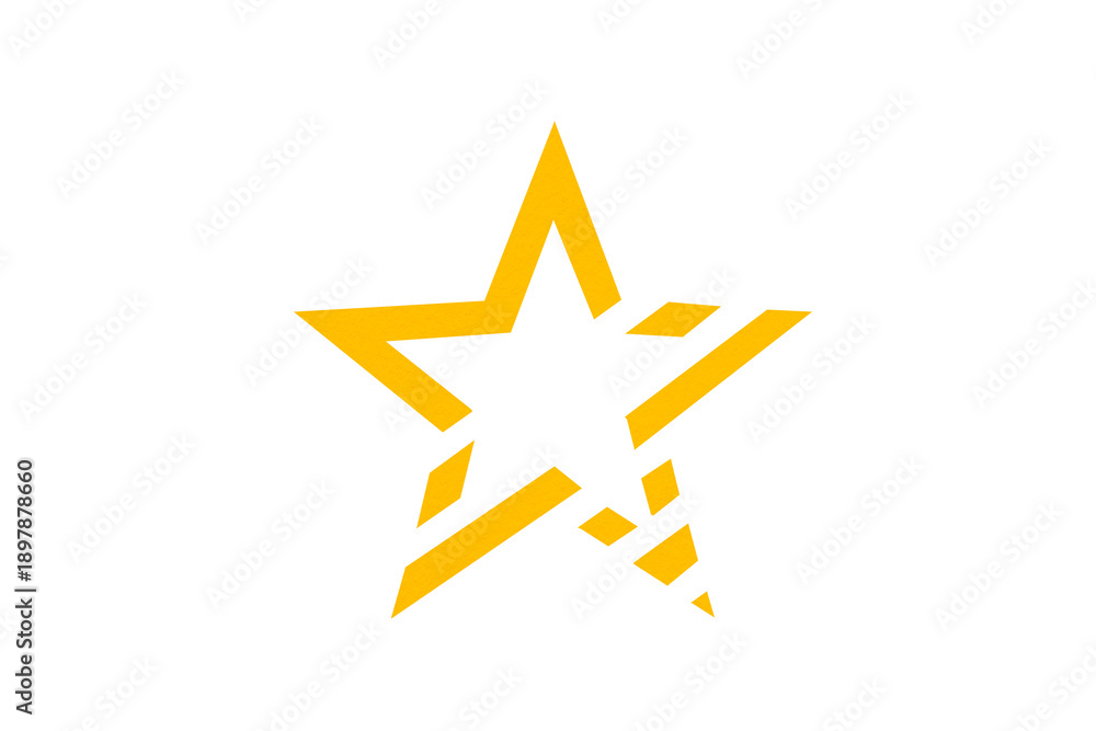 Fototapeta premium A yellow star is placed on a transparent background.
