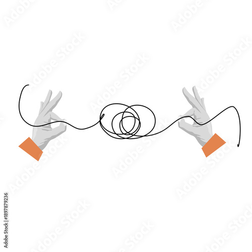 Connection line with hand