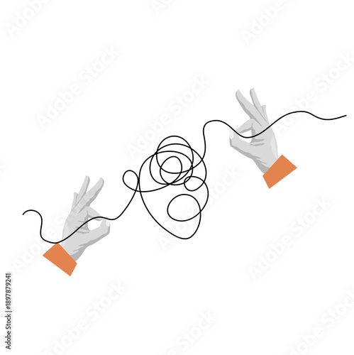 Connection line with hand