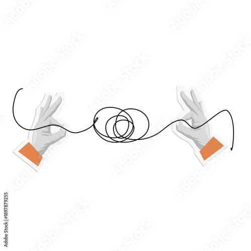 Connection line with hand