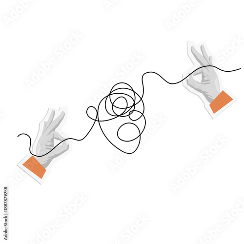 Connection line with hand