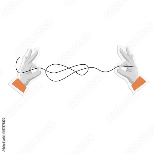 Connection line with hand