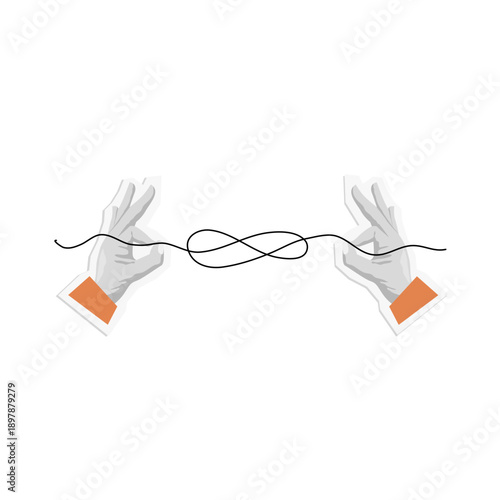 Connection line with hand