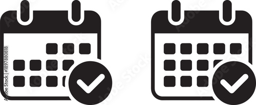 Calendar with checkmarks symbols schedule organization