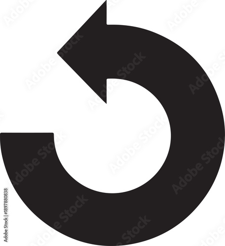 A black and white circular arrow pointing in a clockwise direction.