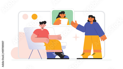 Remote team members engaging in a video conference call discussing project goals and strategy