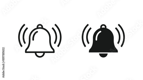 Set of two notification bell icons representing alerts and incoming communication signals