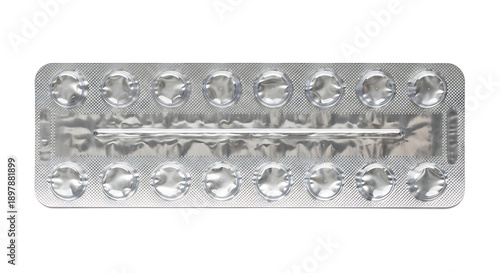 A blister pack of pills on a plain white background for medical use