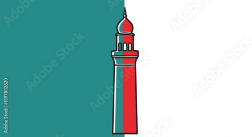 Minaret tower with dome, Islamic architecture, religious building, mosque landmark, spiritual structure, cultural icon, urban skyline element, historical monument, prayer tower.