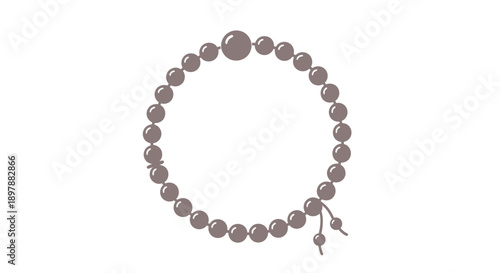 Isolated brown prayer beads tasbih or rosary for meditation and religious devotion on a clean white background