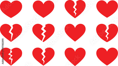 Red hearts and broken hearts heart love symbol heartbreak symbol valentines day