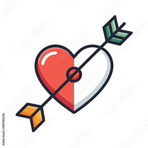 Heart with arrows love symbol illustration for Valentine romance and medical concept