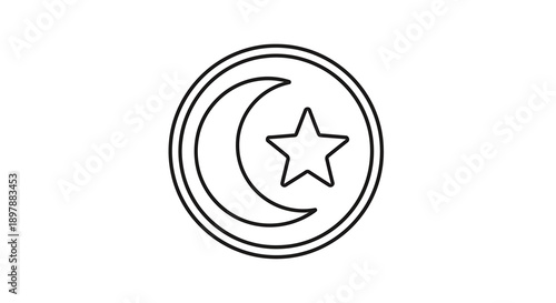 Crescent moon and star icon vector isolated. islamic symbol. traditional ramadan kareem and eid al-fitr, eid al-adha celebration symbols