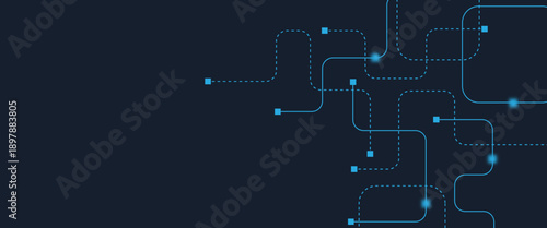 Abstract digital AI circuit board background with tech icons. Digital technology motherboard texture design. Engineering circuit board concept for poster, header, banner, website, presentation