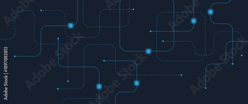 Abstract digital AI circuit board background with tech icons. Digital technology motherboard texture design. Engineering circuit board concept for poster, header, banner, website, presentation