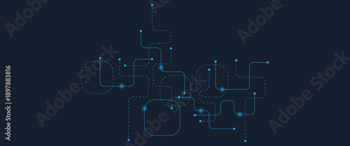 Abstract digital AI circuit board background with tech icons. Digital technology motherboard texture design. Engineering circuit board concept for poster, header, banner, website, presentation