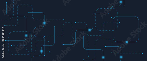 Abstract digital AI circuit board background with tech icons. Digital technology motherboard texture design. Engineering circuit board concept for poster, header, banner, website, presentation
