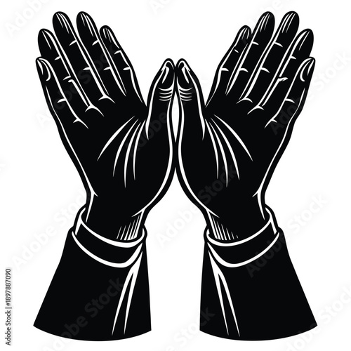 hands wearing black gloves vector illustration