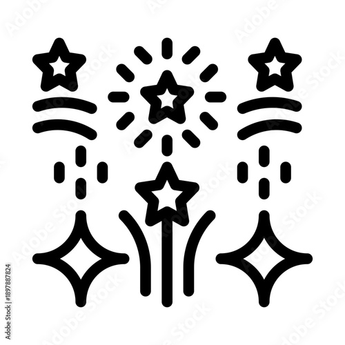 colorful firework line icon