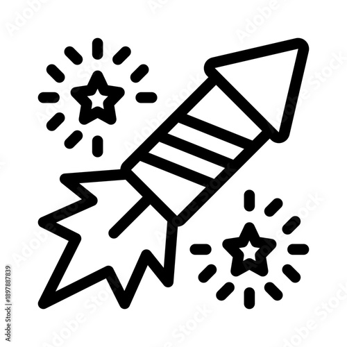 firework rocket line icon