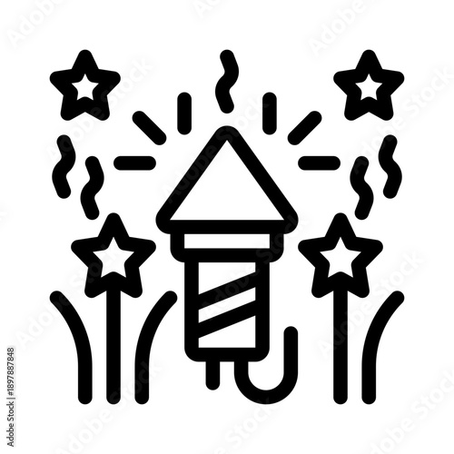 rocket firework line icon