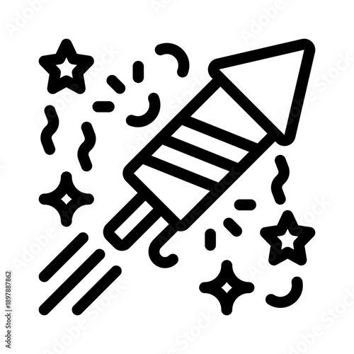 skyrocket firework line icon