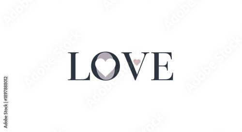 The word love with heart symbol on white background typography design