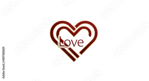 Heart symbol with love text red color on white background representing affection and care