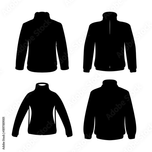 Slika na platnu Collection of diverse black jacket and sweater silhouettes for various clothing