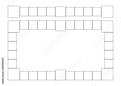 連なる四角形の手描きイラストセット1