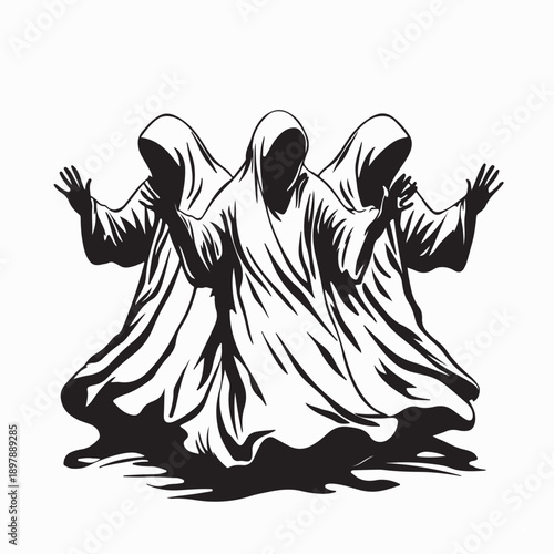 Turkish dervish spinning flowing robe serene expression spiritual dance mystical atmosphere