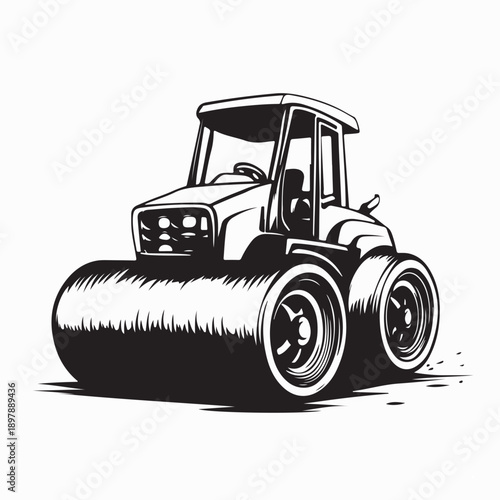 Heavy Vibration Roller Stock Vector Isolated on White Background