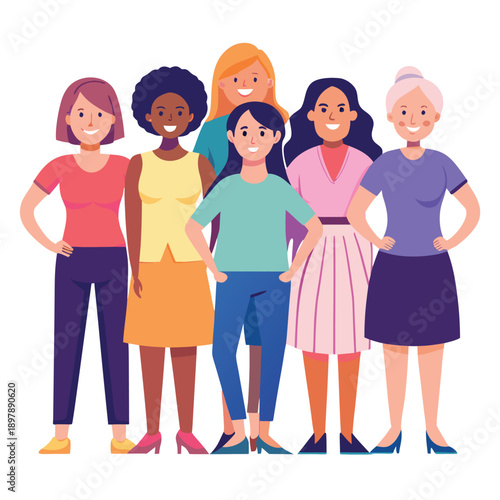 Smiling group of young people and children standing together as friends