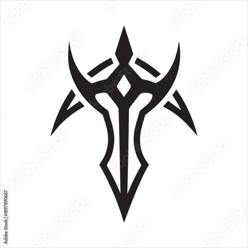 Tribal symbol carving silhouette vector art illustration and minimal black and white design