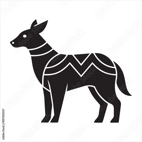 Totemic animal symbol silhouette vector art illustration and minimal black and white design