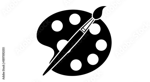 Artistic Palette and Brush Vector Illustration for Creative Design Projects