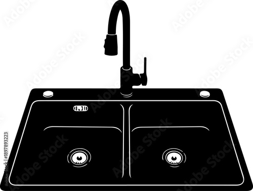 kitchen sink silhouette vector illustration