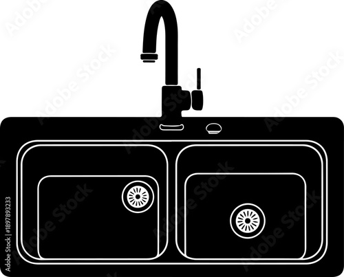 kitchen sink silhouette vector illustration