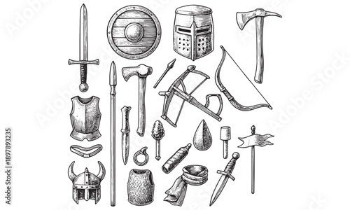 Medieval Weapons Hand Drawn Icons