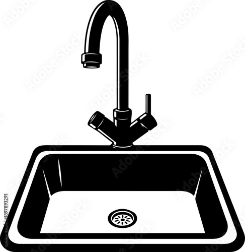 kitchen sink silhouette vector illustration