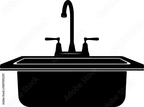 kitchen sink silhouette vector illustration