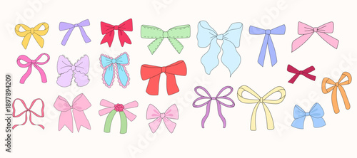 Bright Colorful Ribbon Bows for Gift Wrap