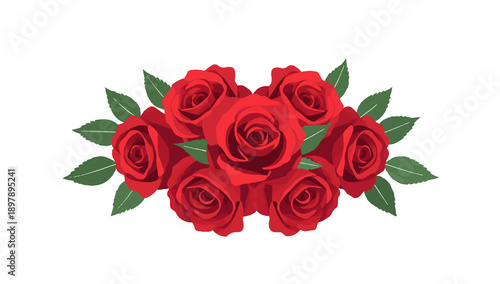 Romantic Red Rose Bouquet Vector Illustration