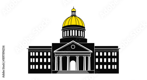 Illustration of the montana state capitol building with a golden dome
