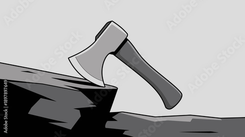 a black and white illustration of axe.
