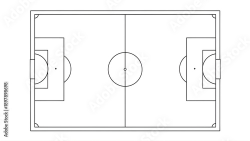 Hand drawn soccer field diagram with goals and markings