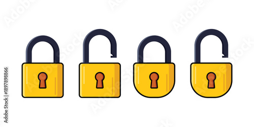 collection of simple yellow padlock illustrations