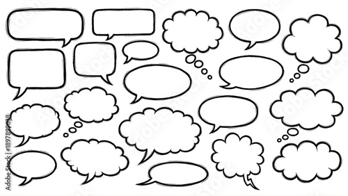 Hand drawn comic speech bubbles for creative storytelling and design