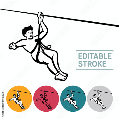 Person ziplining on a cable line.